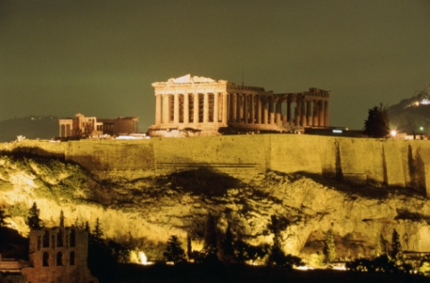 THE PARTHENON AT NIGHT ATHENS, GREECE